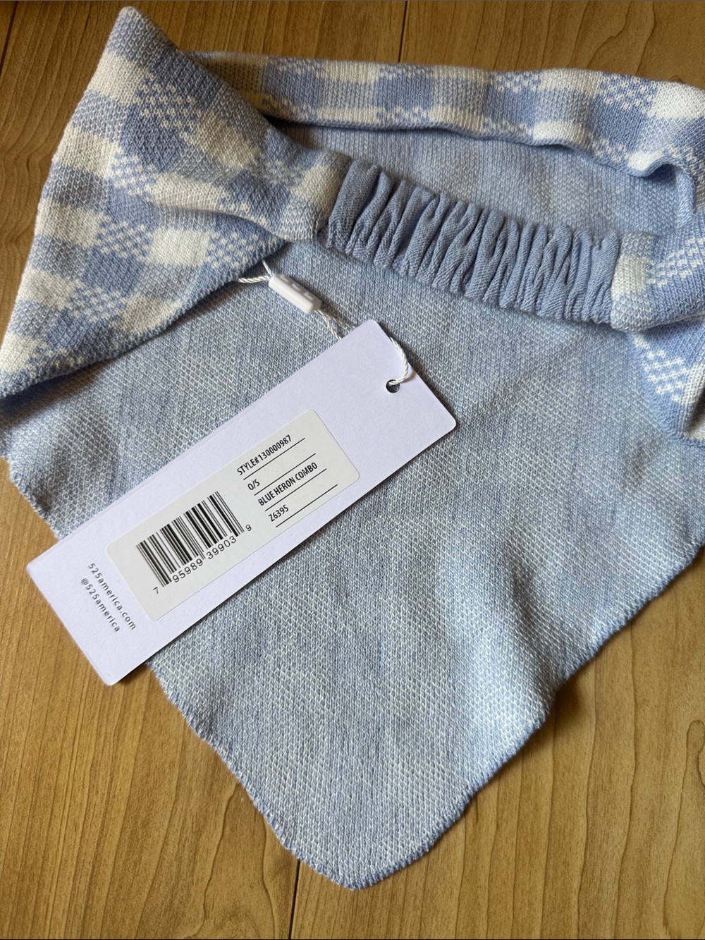 525 America Blue and White Gingham Bandana - Picture 3 of 3